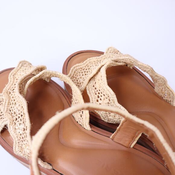 CLERGERIE Charline Platform Wedge Sandals Natural Raffia Strap Women's 39.5/ US9 - Picture 8 of 11